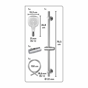 baliv Duschbrause-Set DBS-70.80 verchromt, Maße und Details im Überblick.