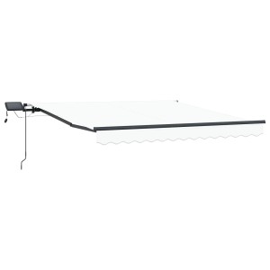 vidaXL Einziehbare Markise Weiß 350x250 cm mit manuellem Kurbelmechanismus für Terrasse und Balkon.