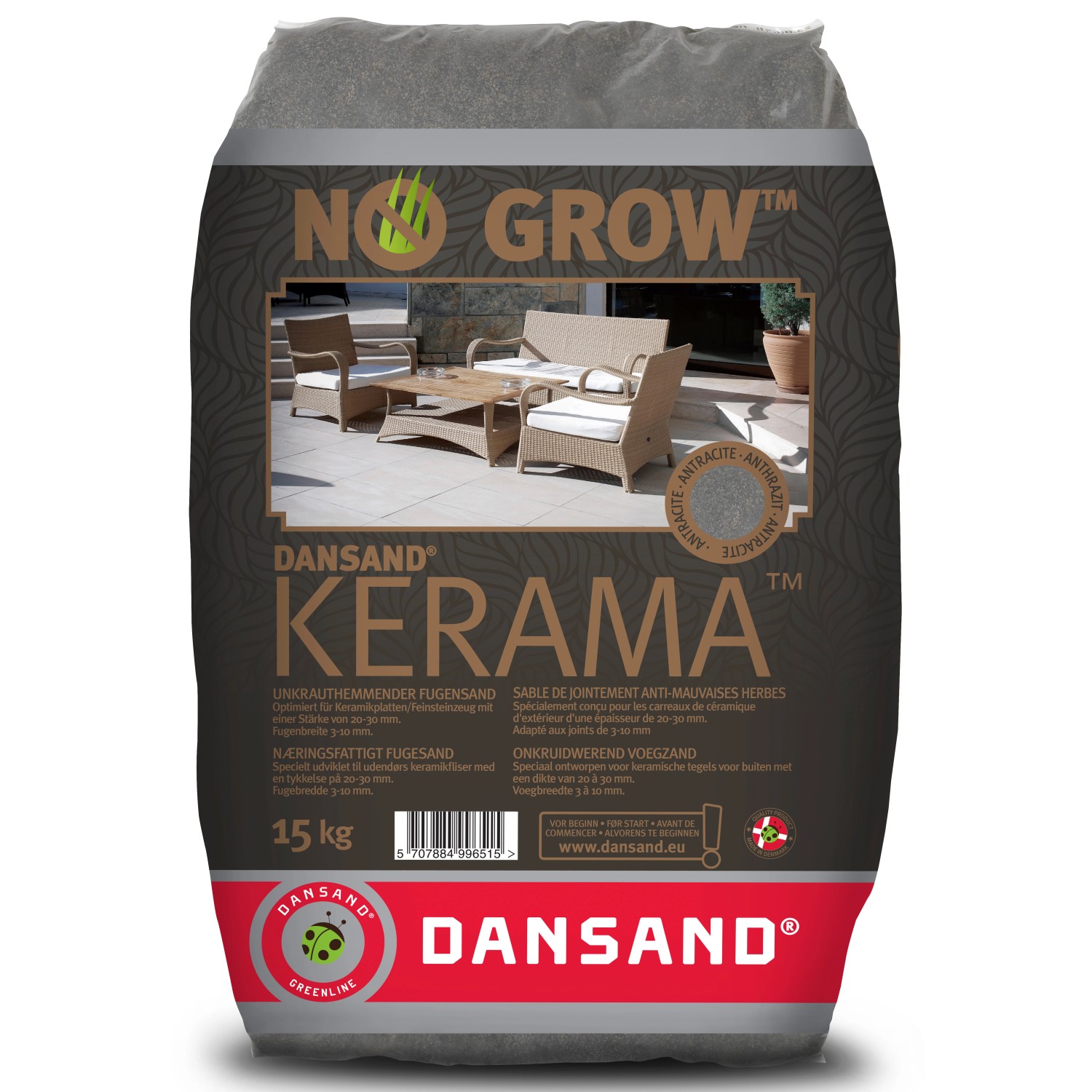 Dansand Kerama Fugensand No Grow Unkrauthemmend Fugenbreite 3-10 mm Anthrazit 15