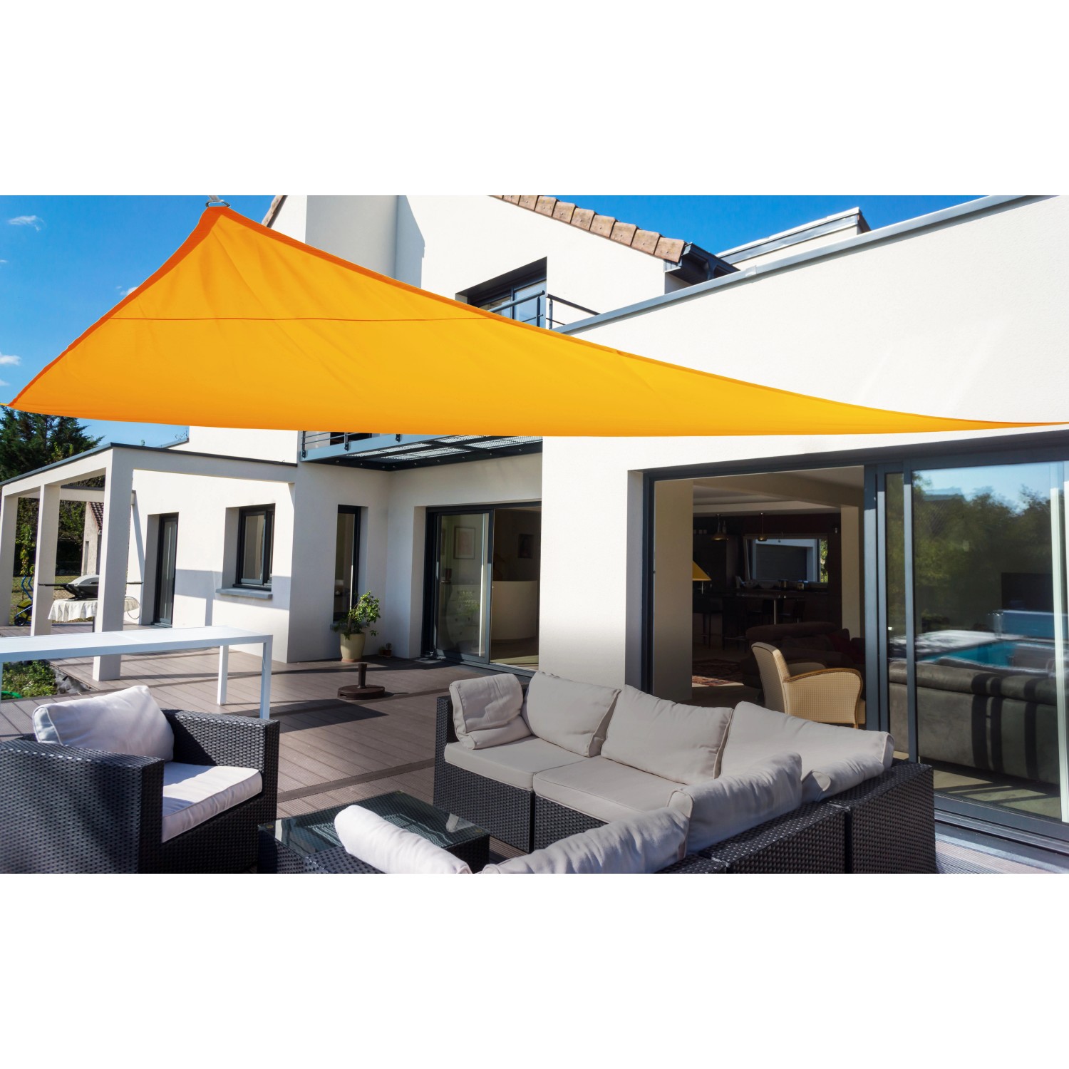 Polyester Sonnensegel mit Regenschutz Dreieck 460 cm Sonnengelb