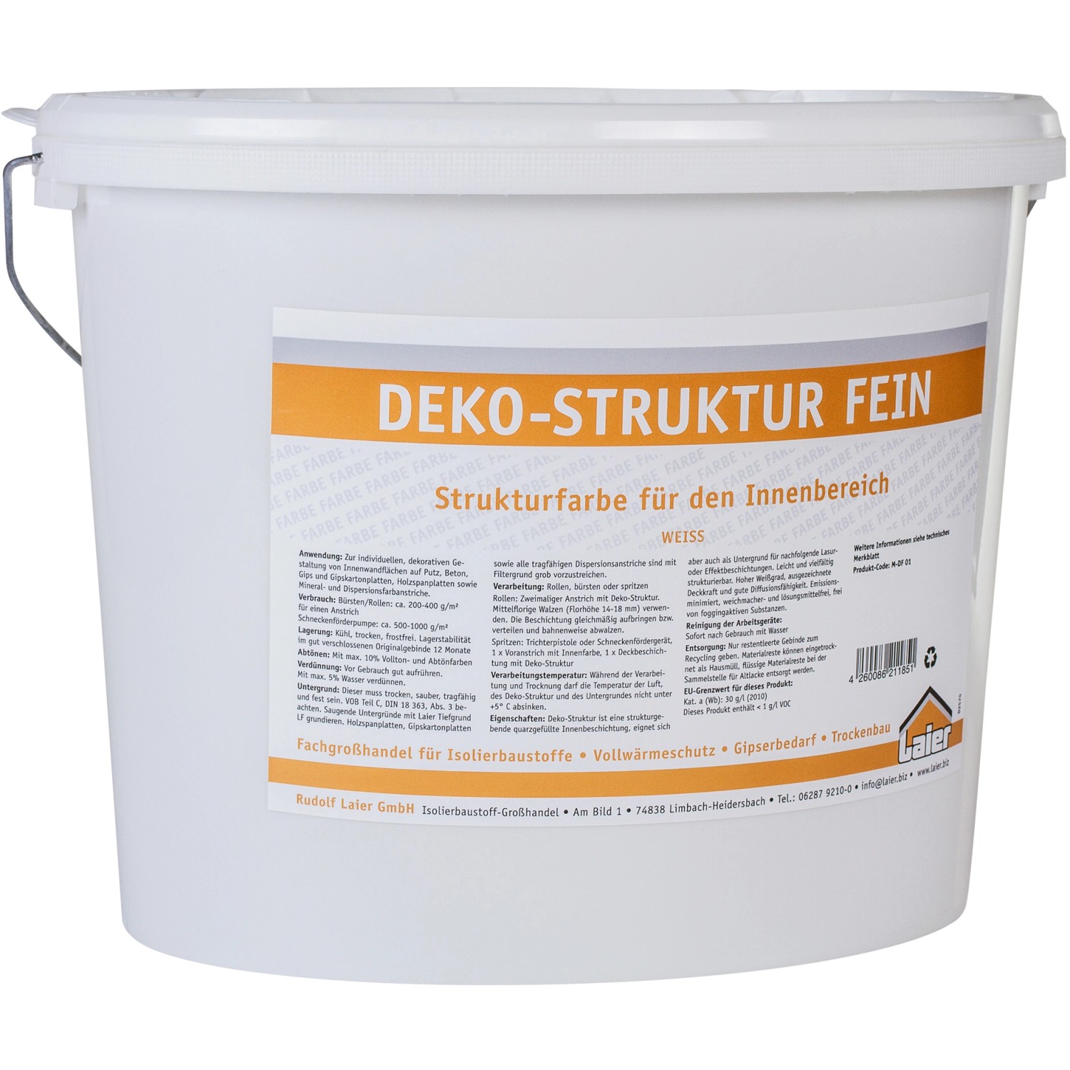 Laier Deko-Struktur-Wandbeschichtung fein Weiß 15 kg