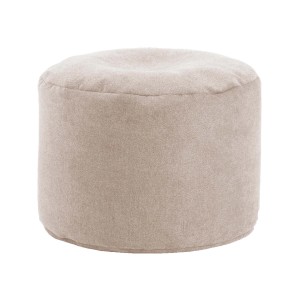 Beiger, runder mokebo Minipouf/Hocker als Sitzhocker oder Fußhocker.