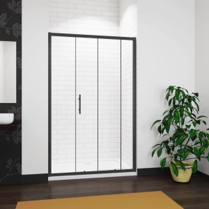 Duschparadies Duschtür 120 x 185cm Schiebetür Nischentür 5mm ESG Sicherheitsklarglas Dusche Schwarzrahmen