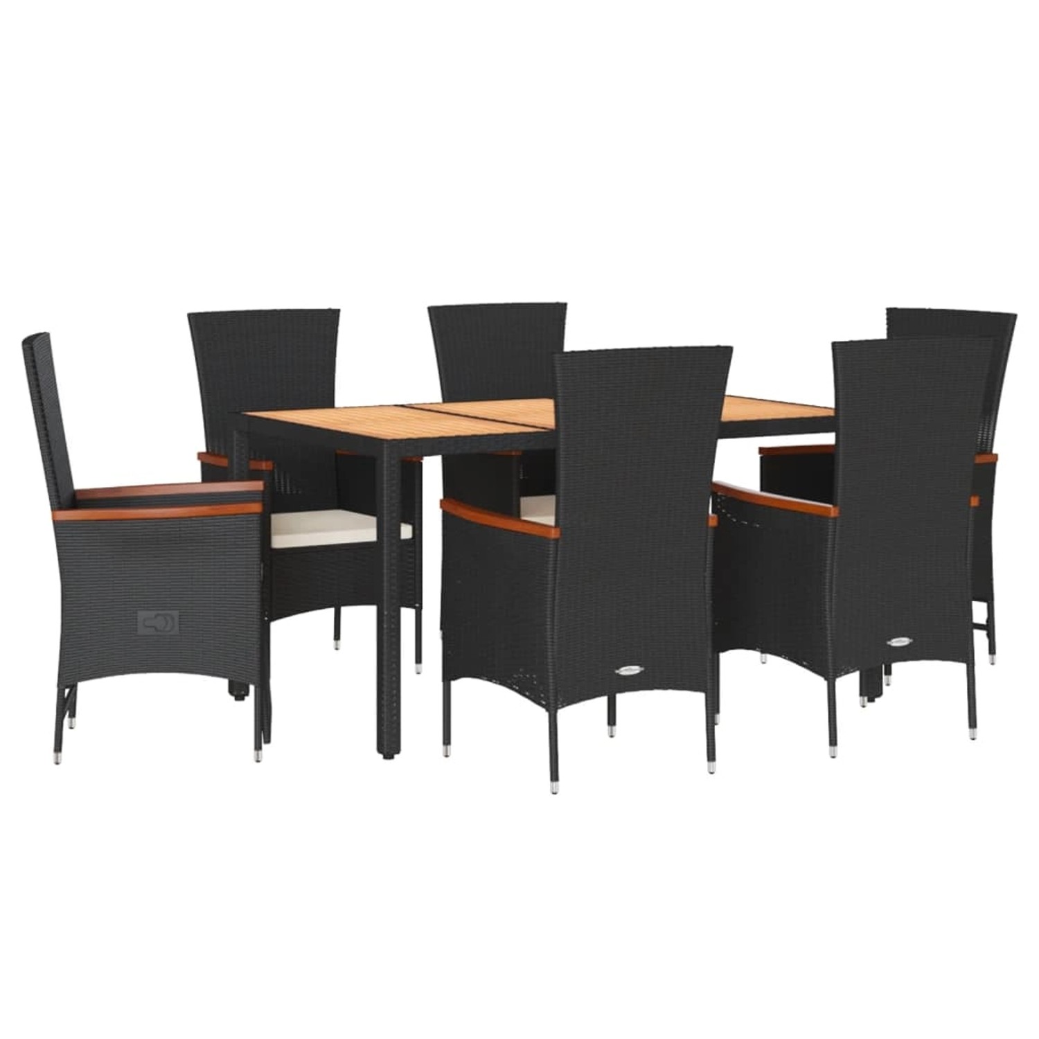 vidaXL 7-Tlg Garten-Essgruppe mit Kissen Schwarz Poly Rattan 3277513 günstig online kaufen