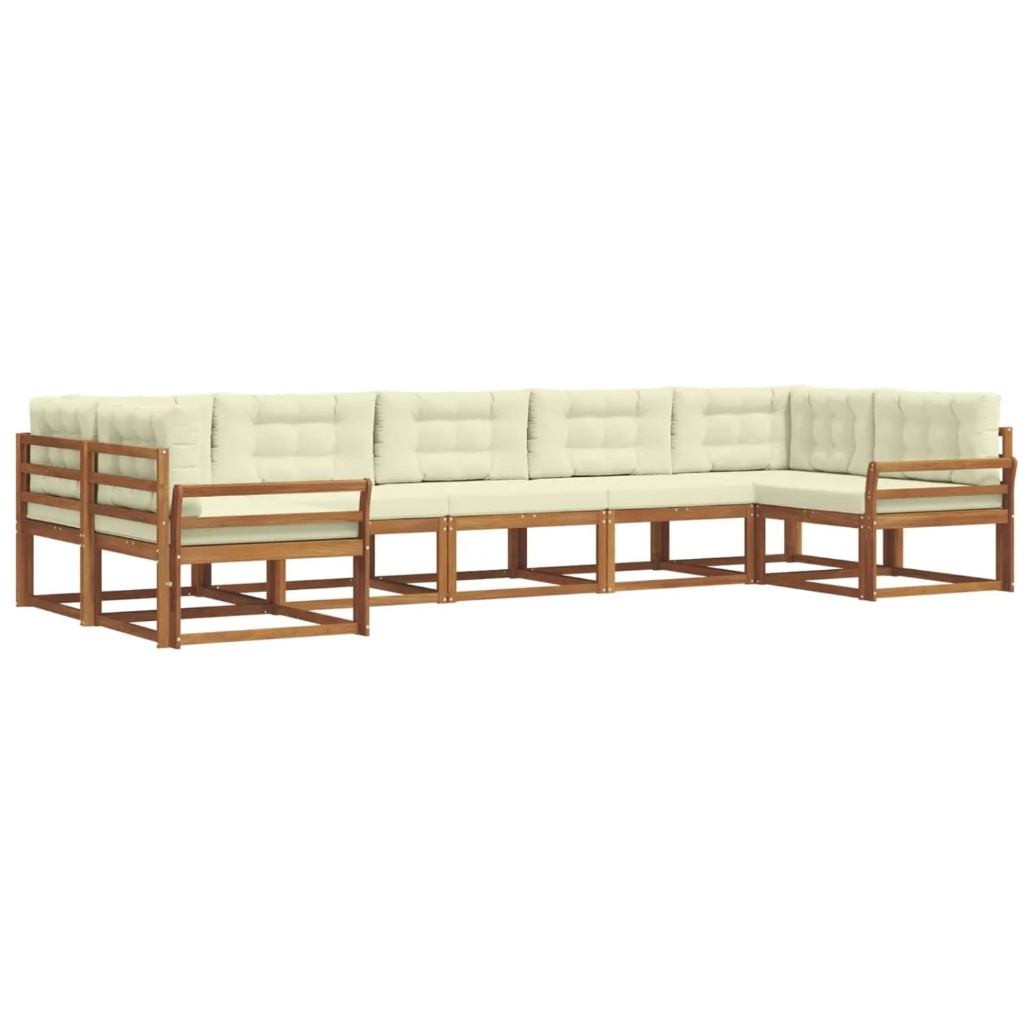 vidaXL Outdoor-Sofagarnitur mit Kissen 7-Tlg Natur und Creme 3368103