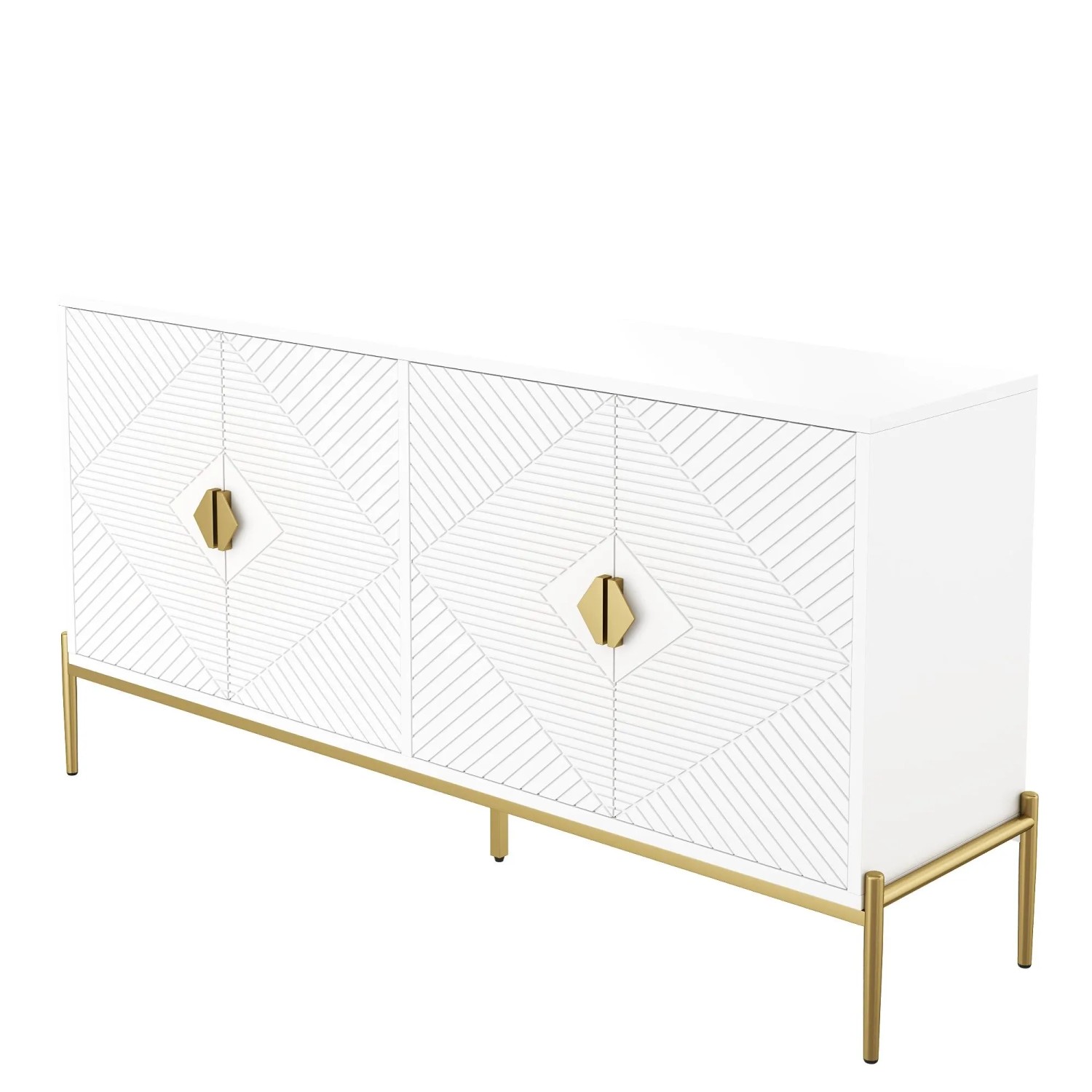okwish Sideboard mit Modernem Stauraum Wohnzimmer 162x40x80cm Weiß