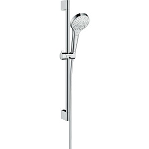 Hansgrohe Croma Select S Brauseset Multi, 65 cm Brausestange, Weiß/Chrom. Handbrause mit drei Strahlarten.