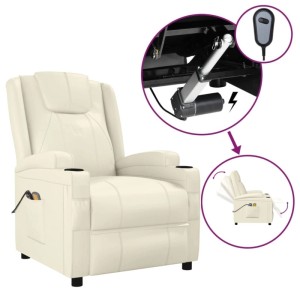 vidaXL Massagesessel Elektrisch Cremeweiß Kunstleder 3073796