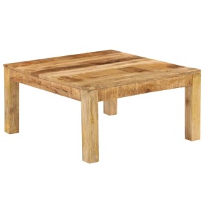 Quadratischer Couchtisch aus Mango Massivholz, 80x80 cm, für Wohnzimmer.