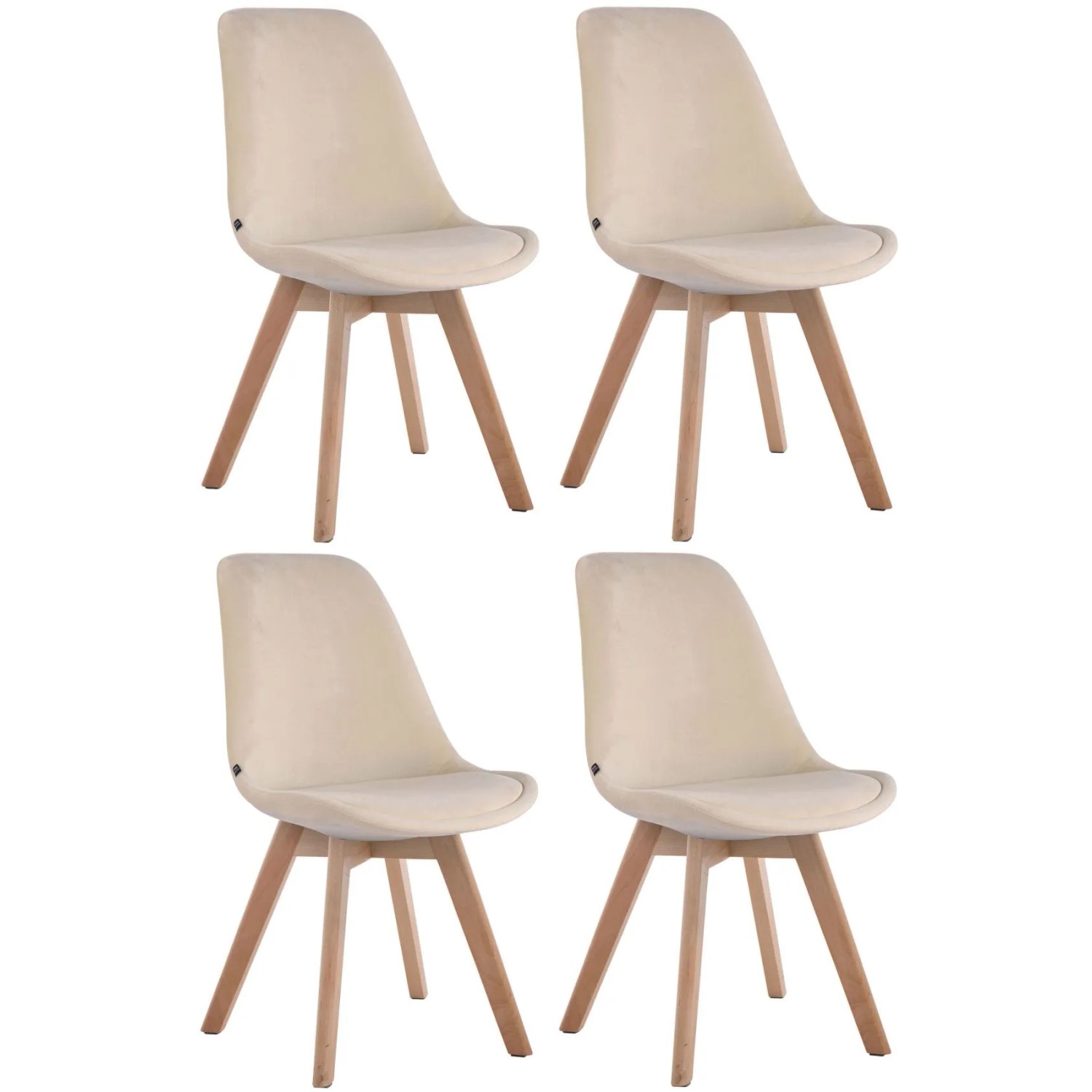CLP 4er Set Besucherstühle Borneo Samt Creme/Natura