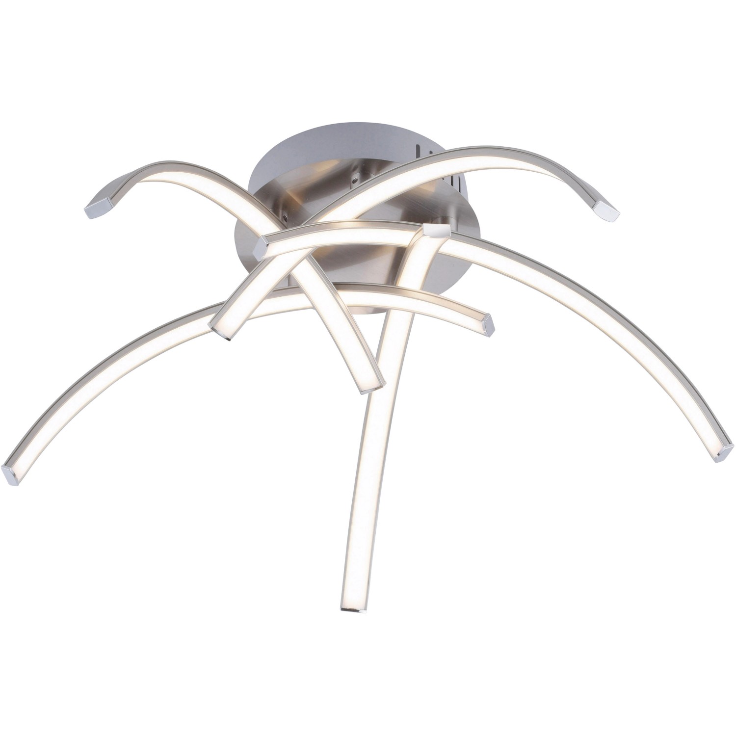 Moderne LED-Deckenleuchte Valerie in Stahloptik, 47x47cm, warmweißes Licht für Wohnräume.