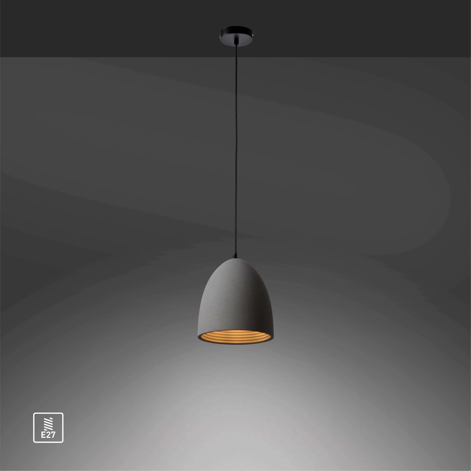 Graue Paul Neuhaus Pendelleuchte Eton aus Beton, Ø 21 cm. Moderne Hängelampe für E27 Leuchtmittel.