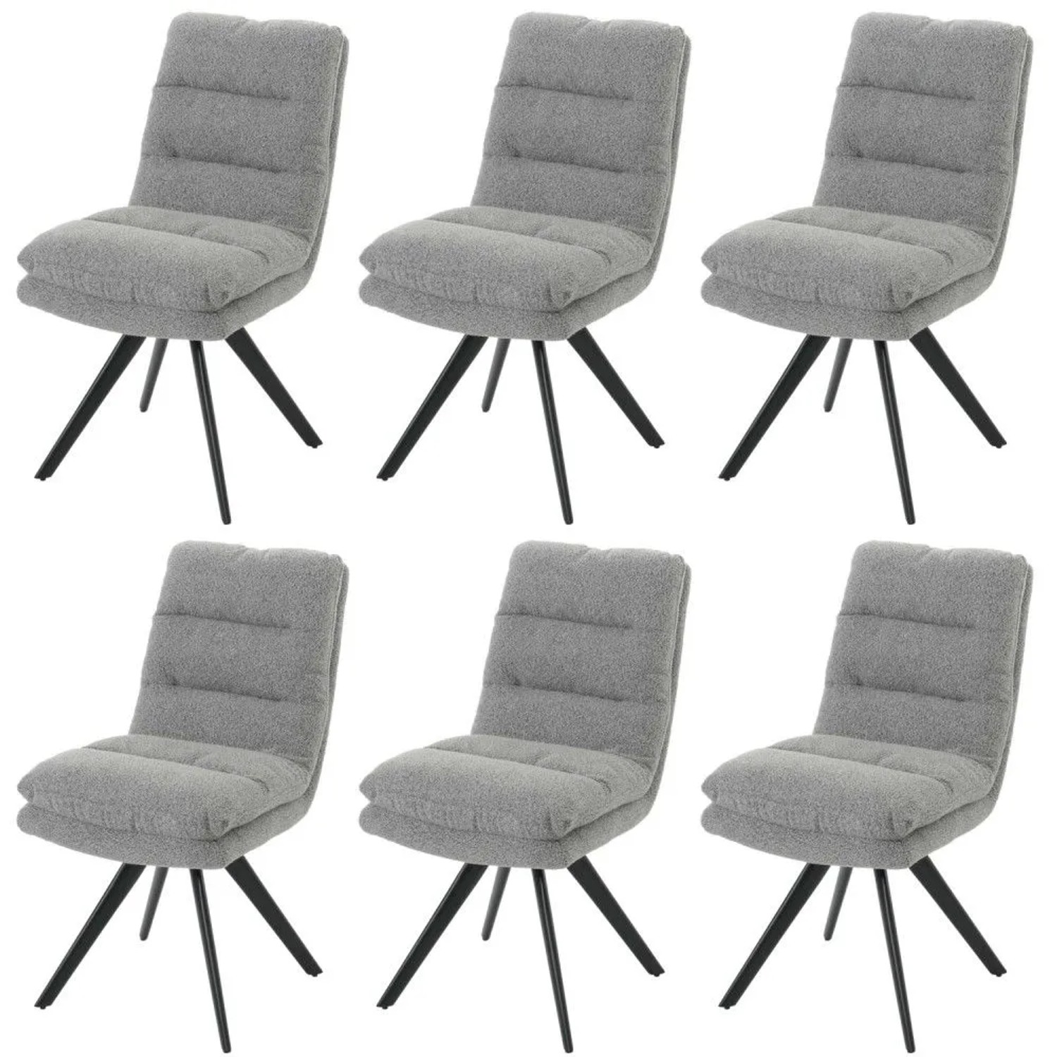 MCW Esszimmerstuhl G66 Boucle 6er-Set Hellgrau