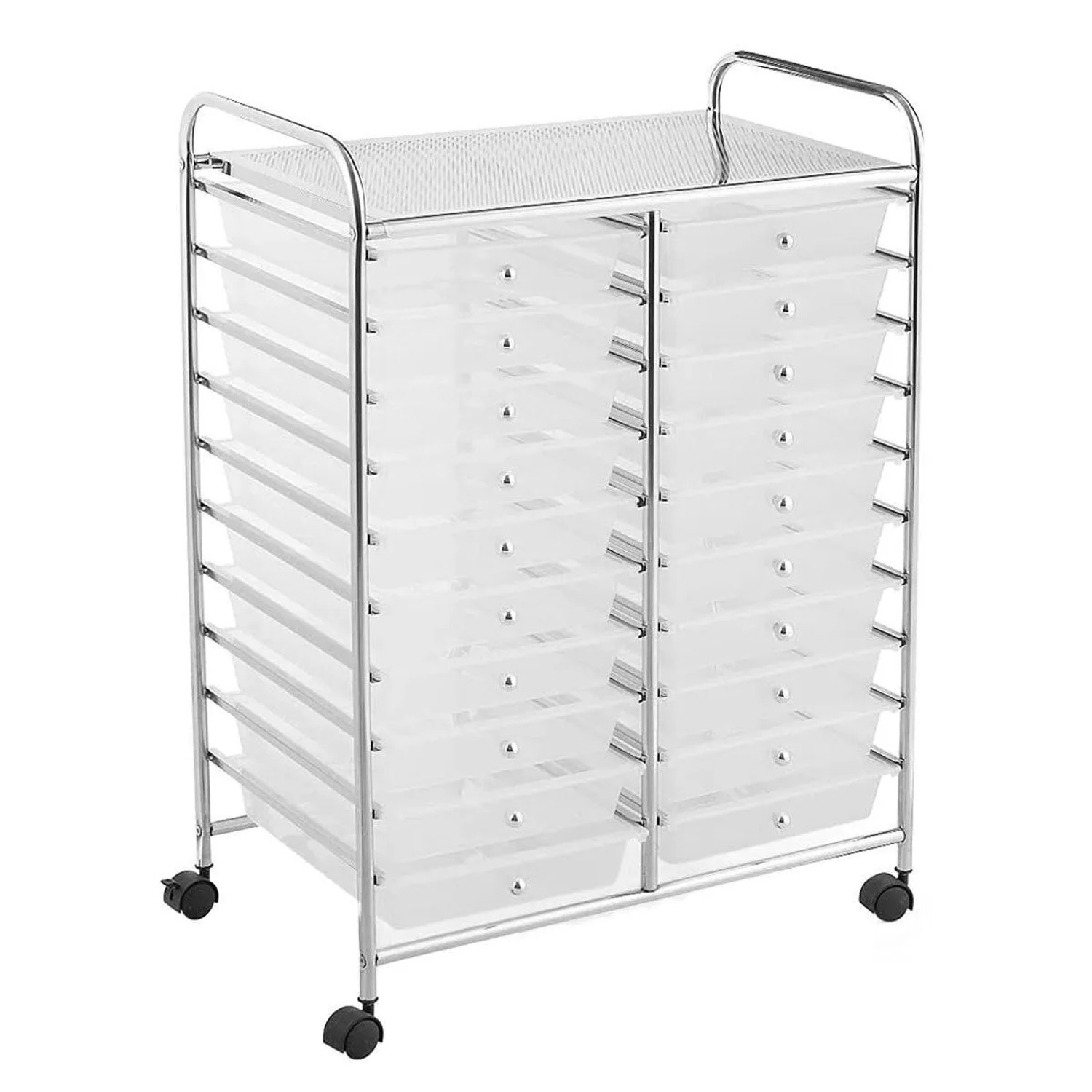 Costway Rollwagen mit 20 Stapelbaren Schubladen Transparent günstig online kaufen