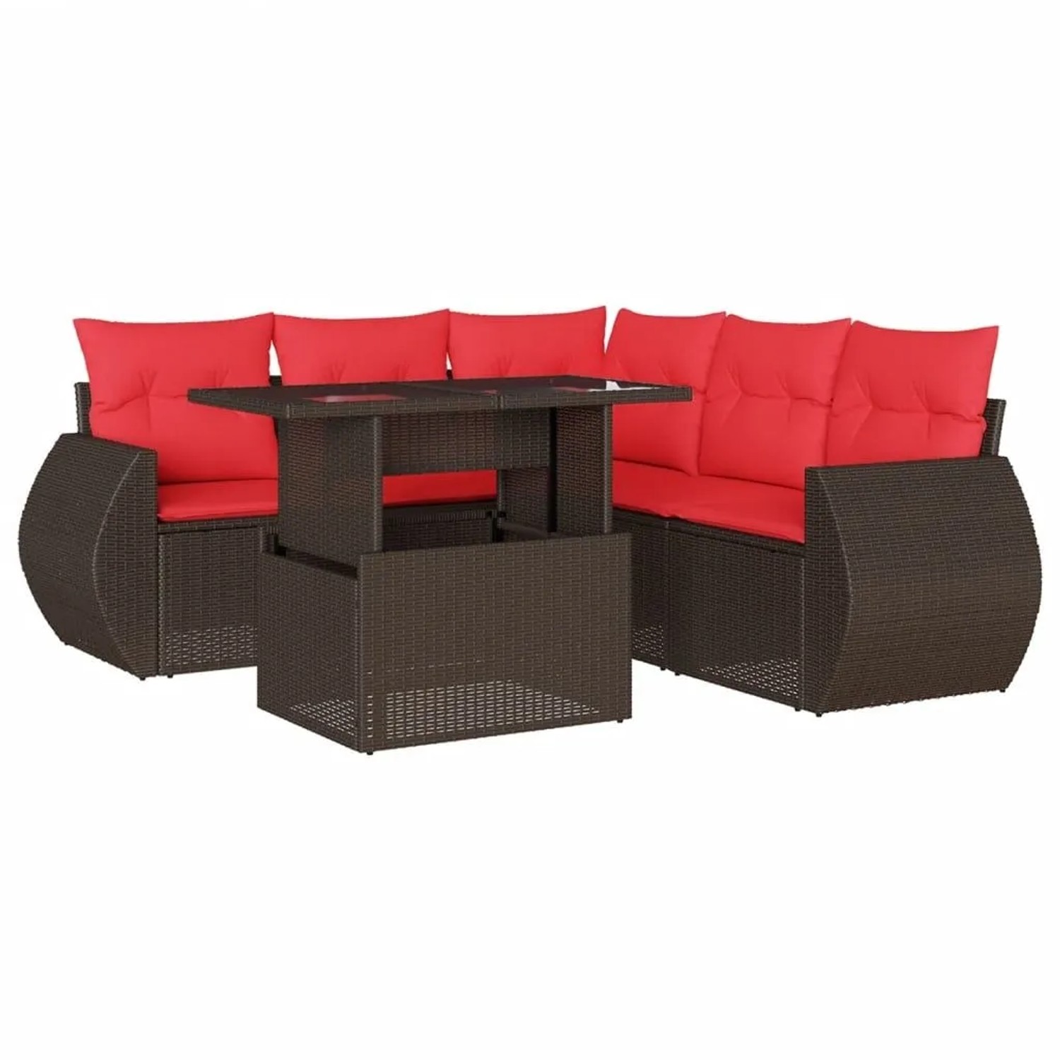 vidaXL 6-Tlg Gartensofa-Set mit Kissen Braun Polyrattan 3268534 günstig online kaufen