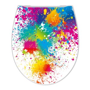Banjado Premium WC-Sitz mit Farbspritzer-Motiv, Absenkautomatik und Soft Close Funktion.