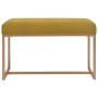 Senfgelbe Samtbank (80 cm) mit goldenem Metallgestell für Wohnzimmer oder Flur.