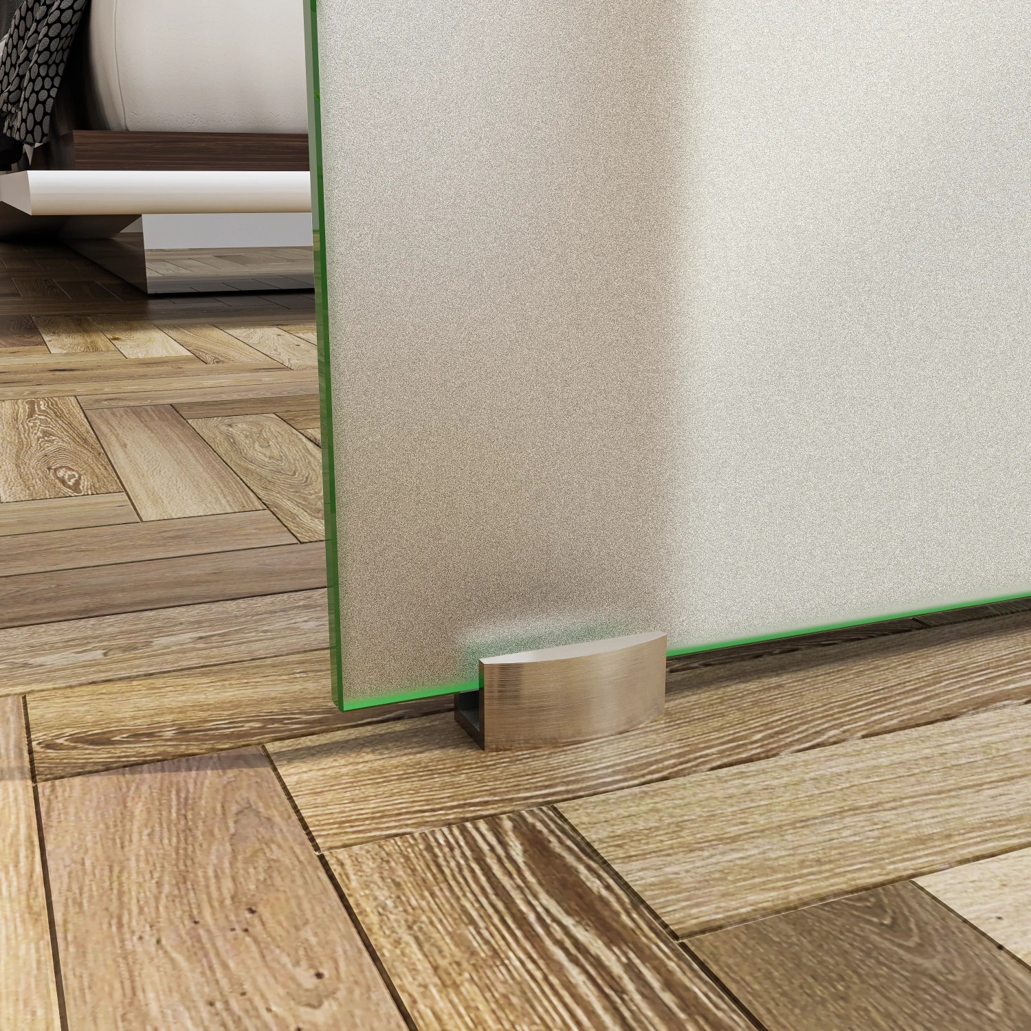 AICA Glasschiebetür Mattglas, 95x225 cm, vor Wand laufend, mit Griffmuschel. Schiebetür-Set für modernes Wohnen.