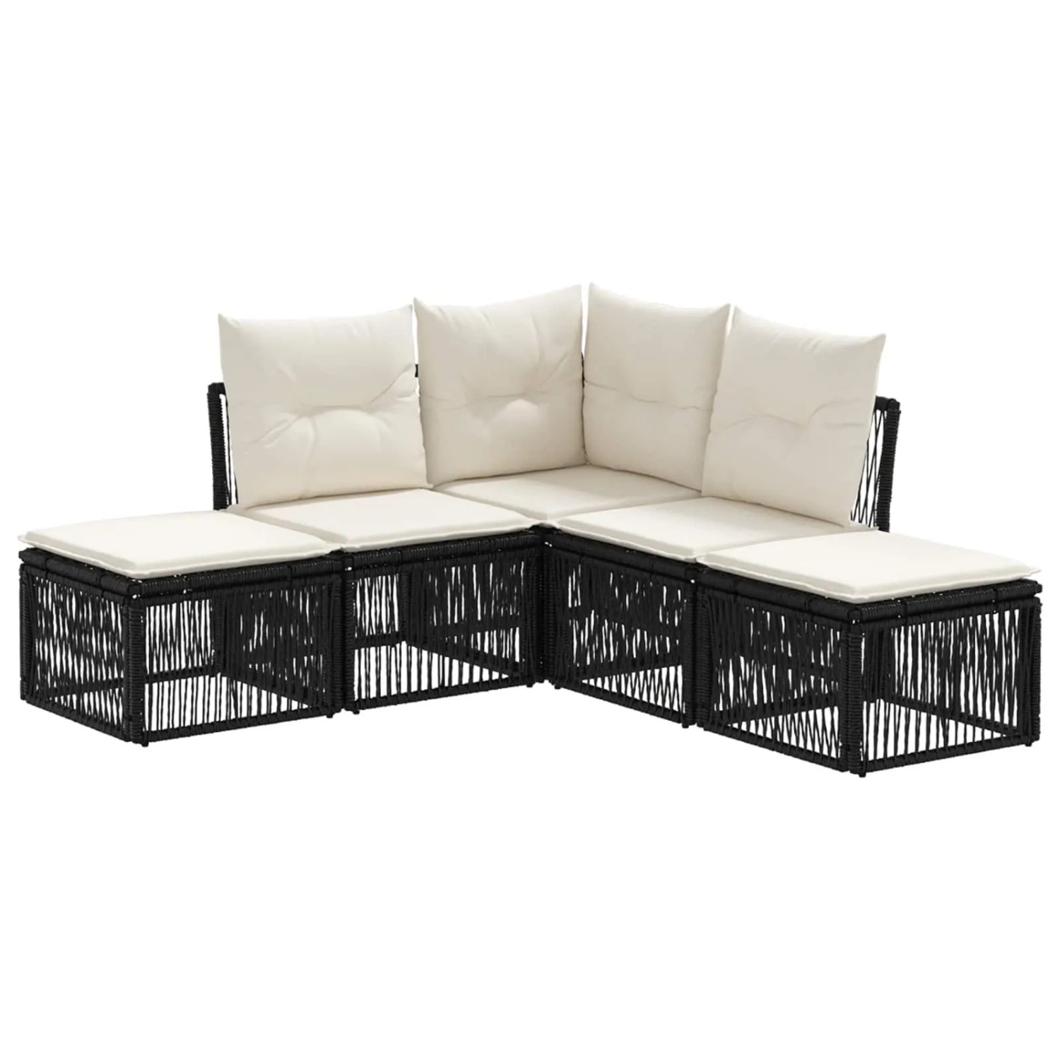 vidaXL Gartensofa-Set 5-Tlg Schwarz Poly-Rattan 3434230