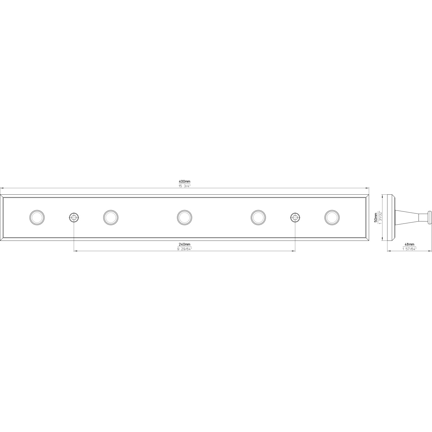 Siro Hakenleiste SM8164, 400mm, Rotbuche Optik, 5 Haken, Kunststoff, Garderobenleiste.