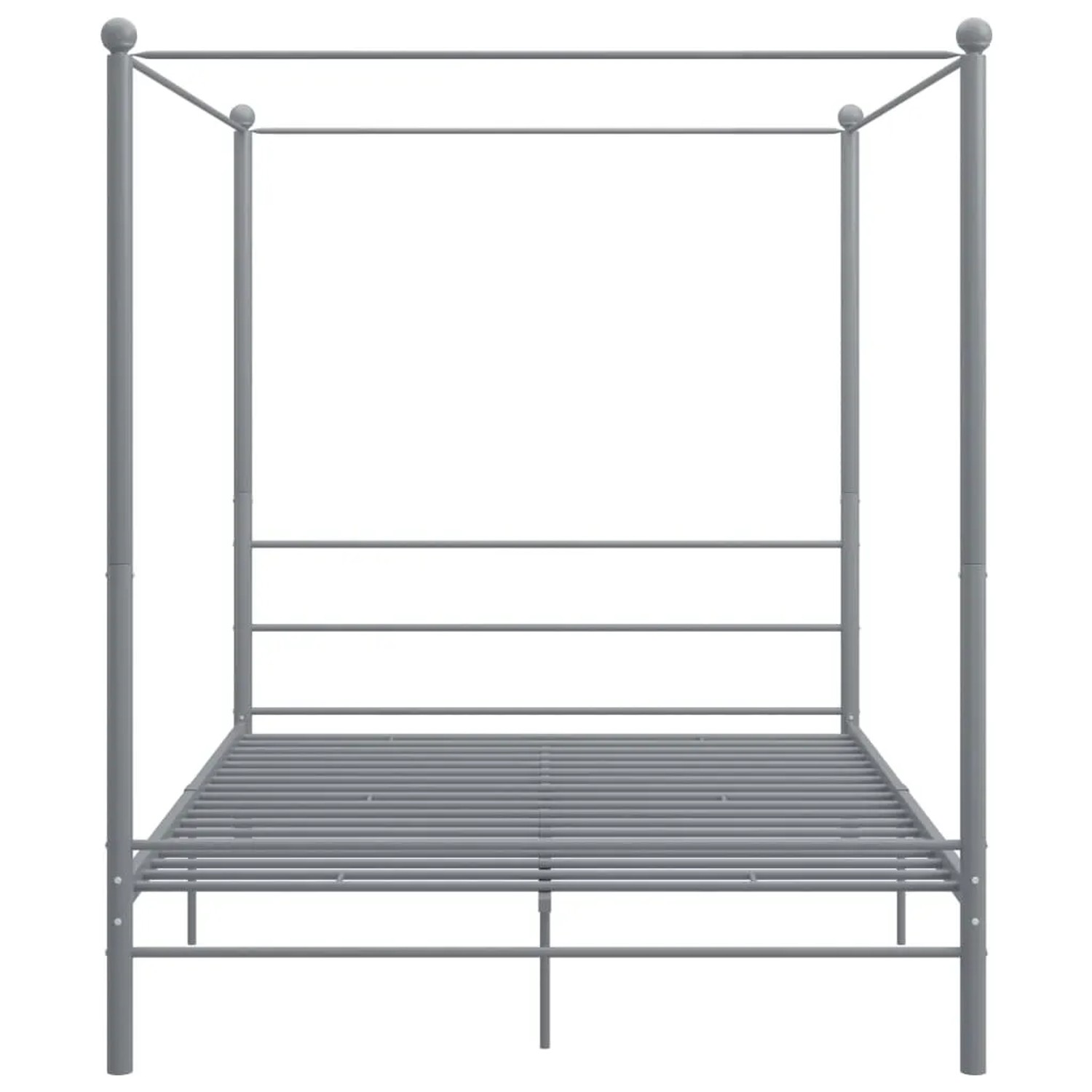 Graues vidaXL Himmelbett aus Metall, 160x200 cm, ohne Matratze.
