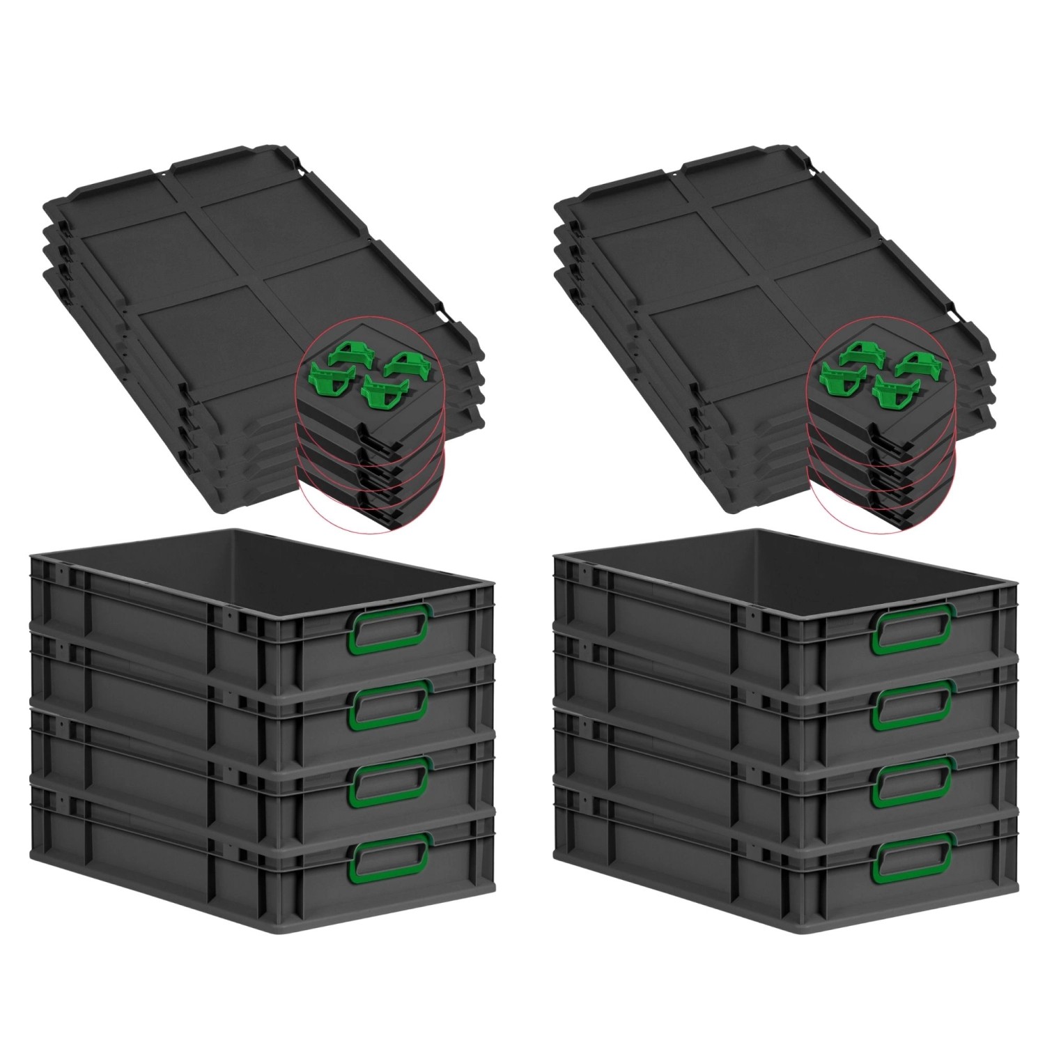 PROREGAL SuperSparSet 8x Eurobox Nextgen Color Mit Auflagedeckel HxBxT 12x4 günstig online kaufen