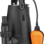 Schmutzwasserpumpe B-TPS 9000, 400 W, mit Schwimmerschalter und schwarzem Gehäuse.