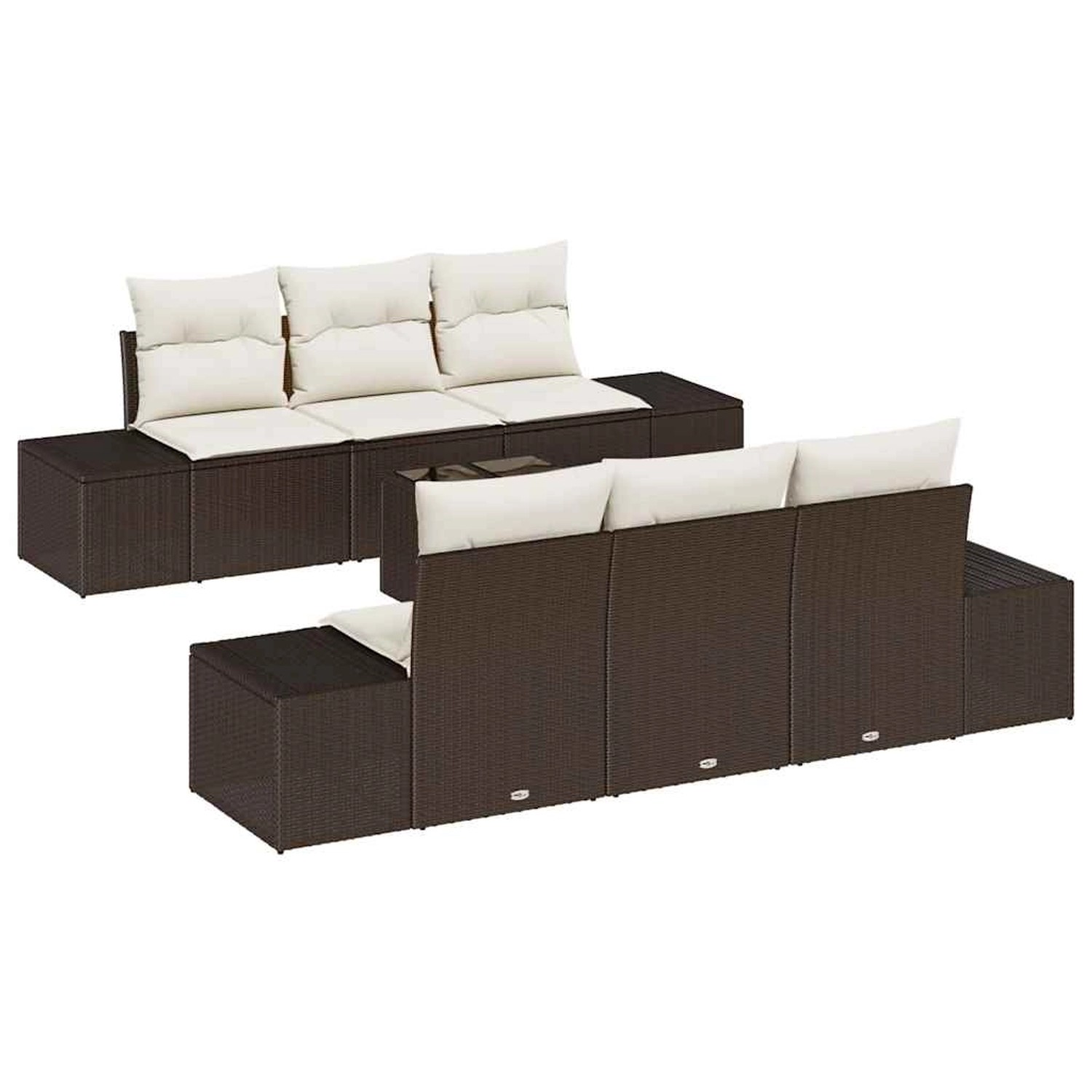 vidaXL Garten-Sofa-Set 7-Tlg Braun Poly Rattan 3346948 günstig online kaufen