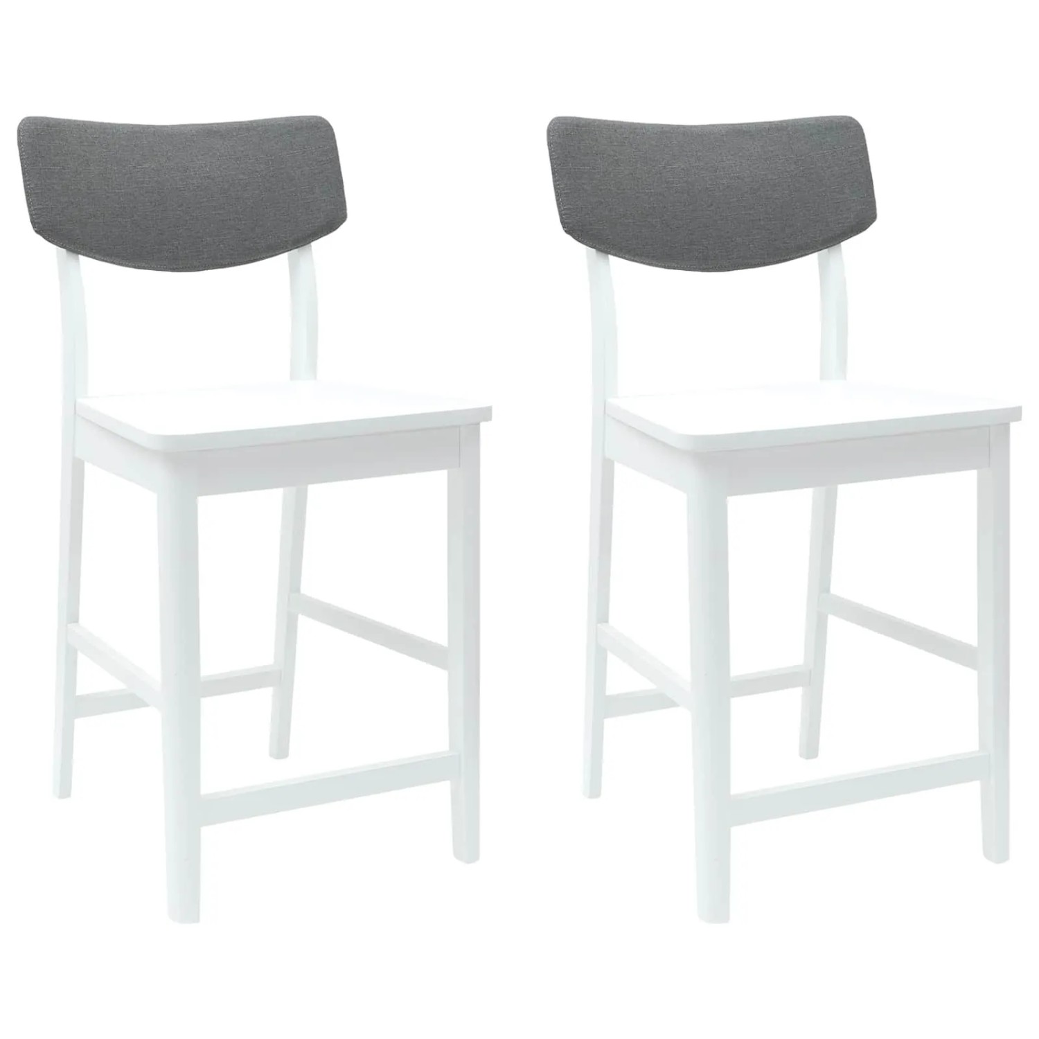 vidaXL Esszimmerstühle 2 Stk Weiß 48 x 49 x 95 cm Massives Gummiholz 42020480
