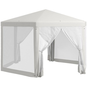 Outsunny Party-Zelt Metall Polyester Cremeweiß 394L x 341,2B x 250H cm