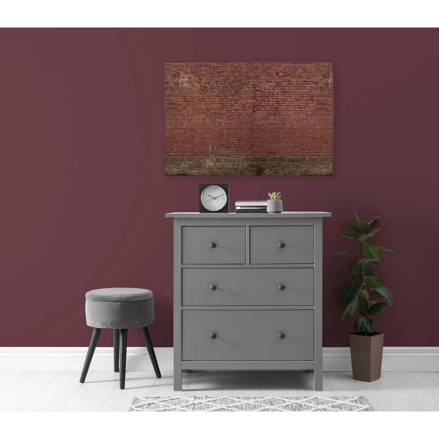 Bricoflor Backstein Wandbild Rot Braun 3D Bild Im Industrial Style Für Küche Und Teenager Leinwandbild In 90 X 60 Cm Mit