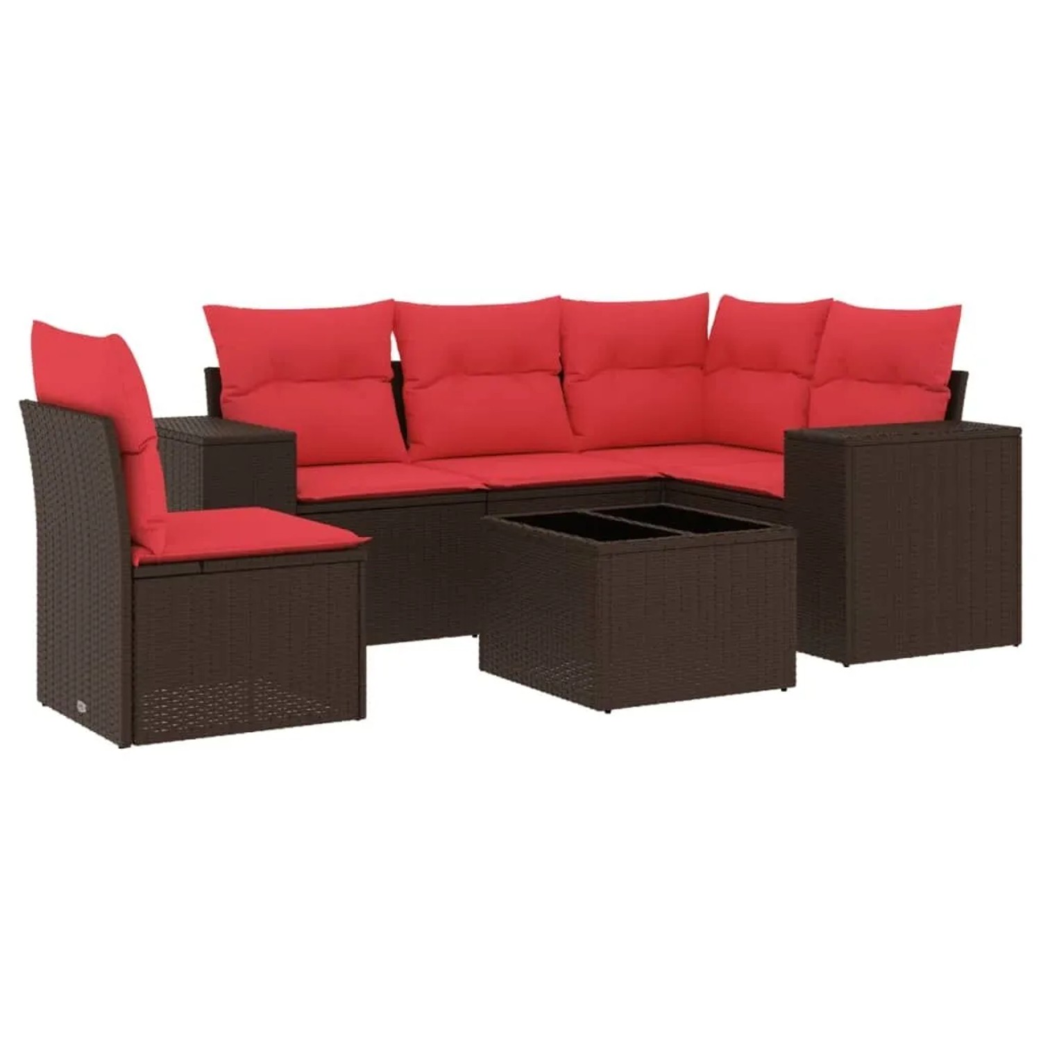 vidaXL 6-Tlg Gartensofa-Set mit Kissen Braun Polyrattan 3222583 günstig online kaufen