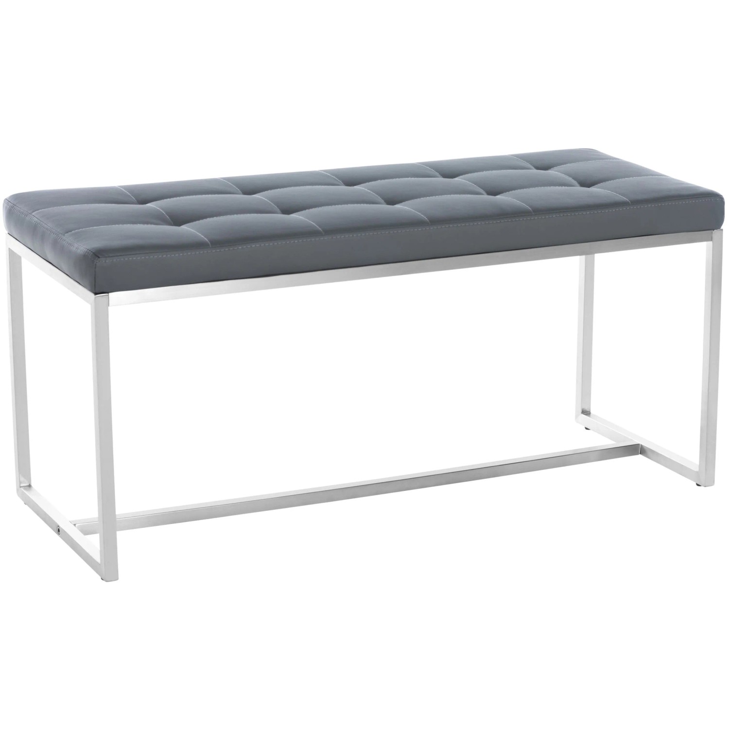 DELUKE Sitzbank PUEBLA Kunstleder Grau 100x40x48cm Sitzbank Flur Sitzhocker Esszimmerbank Polsterbank Schlafzimmer