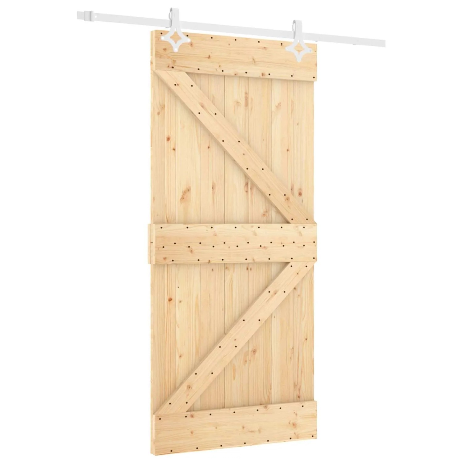 vidaXL Schiebetür Natur und Weiß 90 x 210 cm Massives Kiefernholz 3445099