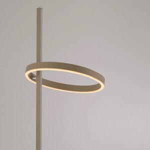 Moderne Just Light Stehleuchte Ritus in Sand: Design-Stehlampe mit Ring und Stab, warmweißes Licht.