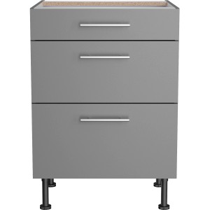 Optifit Unterschrank Mats825, 60 cm, Basaltgrau, mit 3 Auszügen und Edelstahlgriffen.