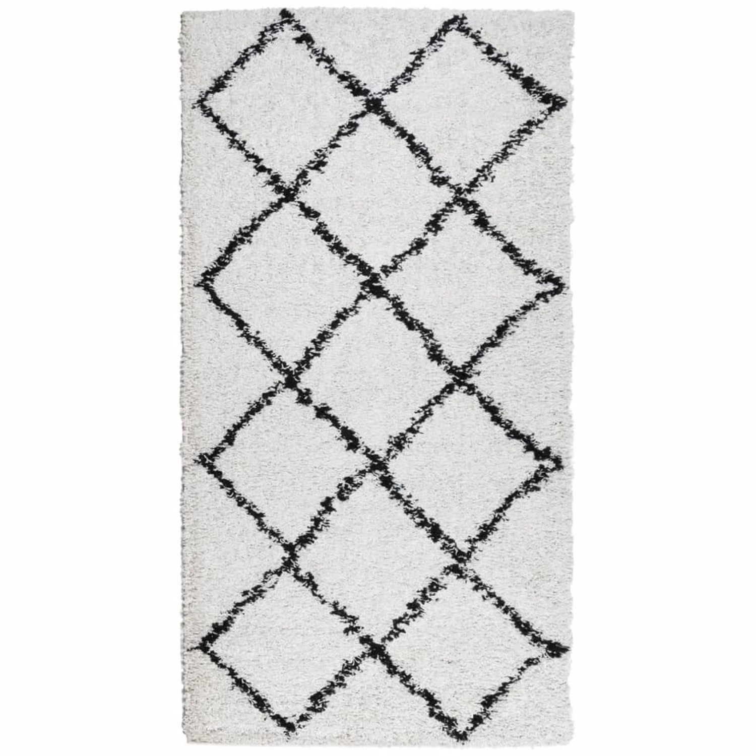 vidaXL Teppich Shaggy Hochflor Modern Creme Und Schwarz 80x150 Cm 1954161 günstig online kaufen