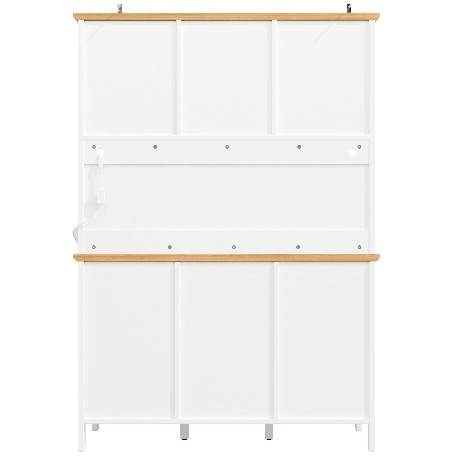 okwish Küchenschrank mit LED Licht 4 Türen 3 Schubladen Küche 120x40x179cm Weiß