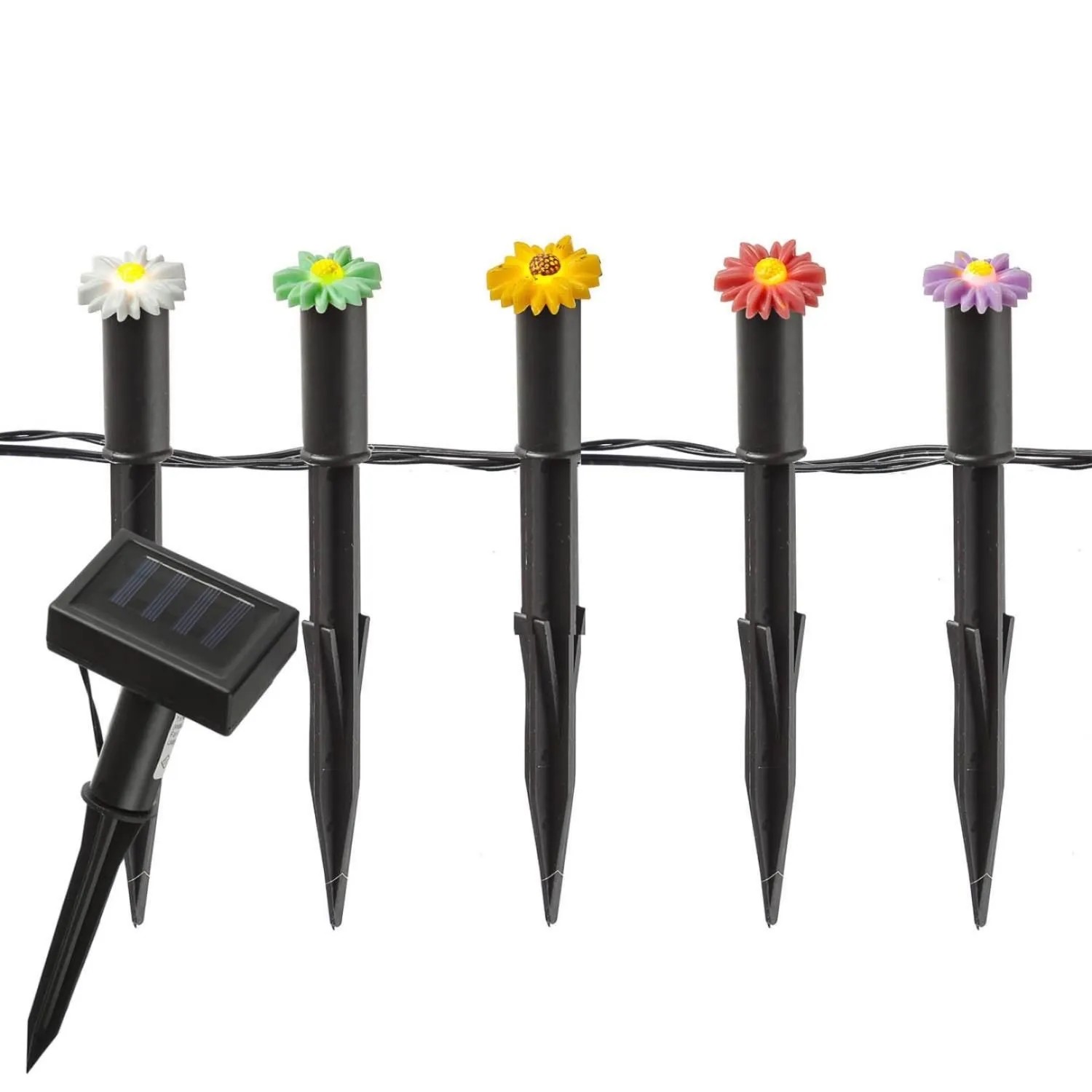 Marelida LED Solar Lichterkette Blumen Gartenstecker Beetstecker Stabbeleuchtung Sensor