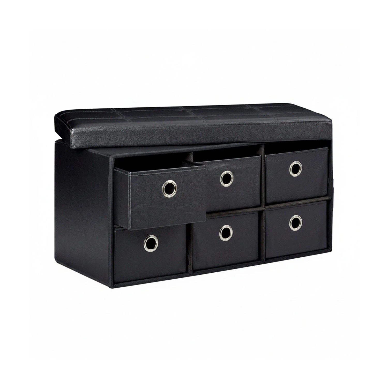 Relaxdays Sitzbank Kunstleder Schwarz Faltbar Gepolstert mit Stauraum 38 cm x 76 cm x 38 cm 11,3 kg