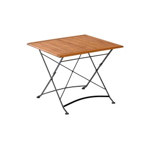 Quadratischer Klapptisch aus Eukalyptusholz und Stahl, Teil des 3-tlg. Merxx Schlossgarten Sets.