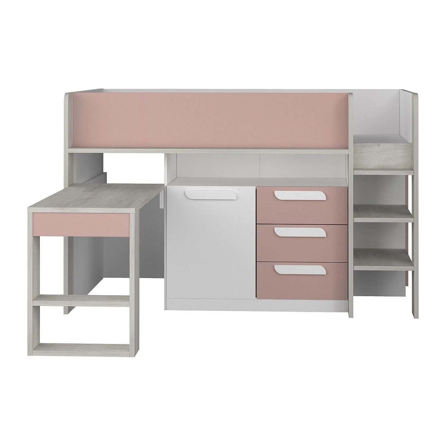 Vente-unique Bettkombination Loukala Rosa  Naturfarben Hell 207 cm