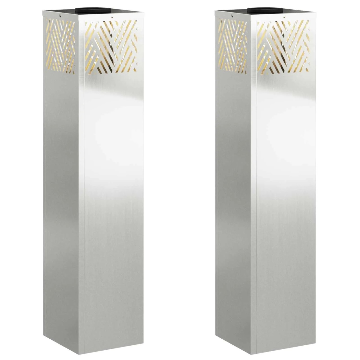 vidaXL Solar LED Weg Licht 2 Stk Silber Galvanisiert 879735