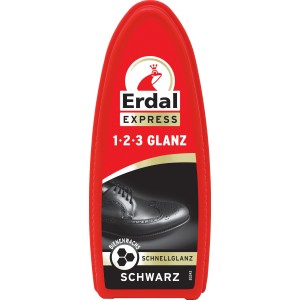 Erdal Bienenwachsschuhcreme Schwarz für Glattleder mit Schwamm für schnellen Glanz.