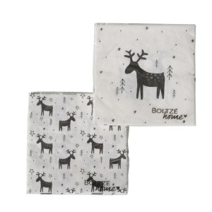 Boltze Servietten Benny, 20 Stück, mit Rentier-Motiv für die Weihnachtsdekoration.