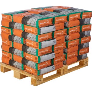 Palette mit 48 Säcken Gartenmauermörtel mit Trass, je 30 kg, von Quick-Mix.