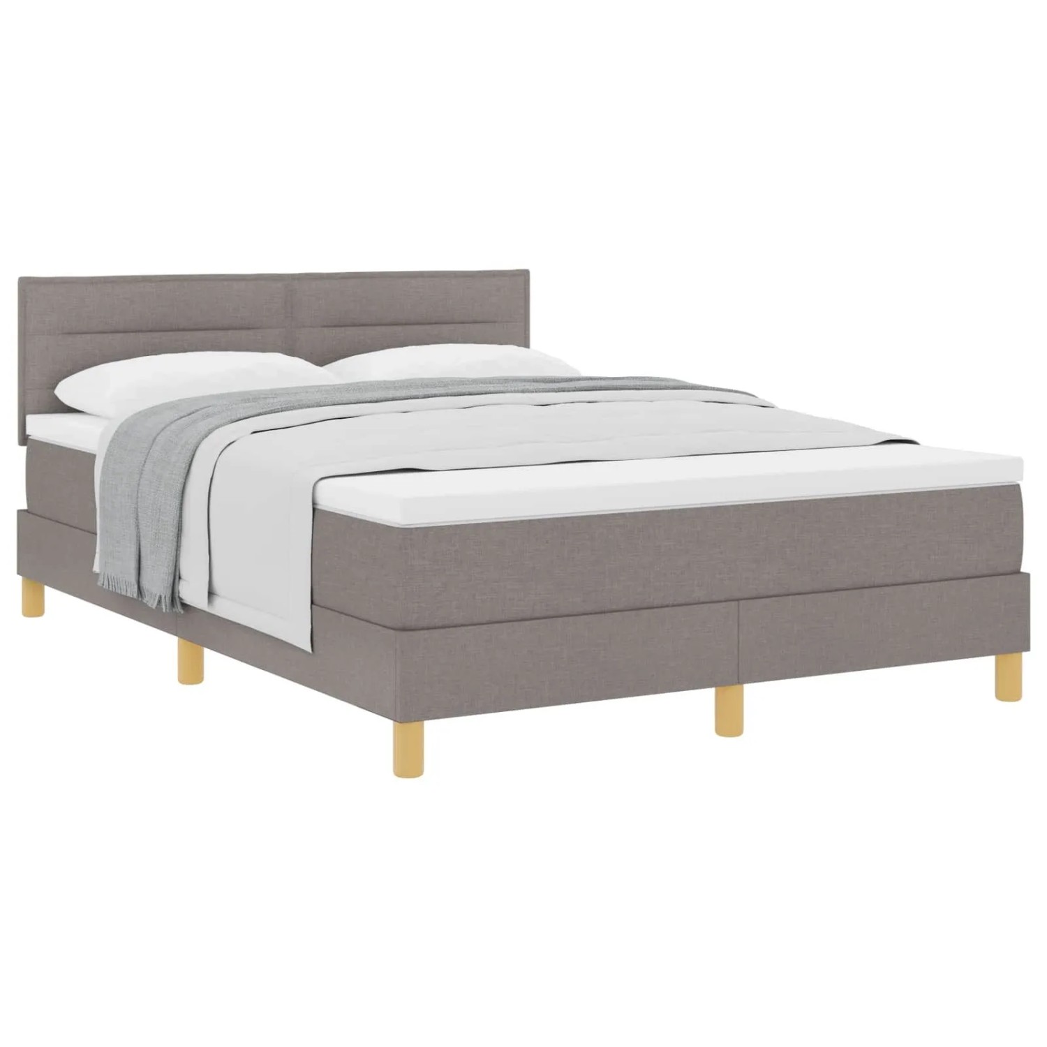 vidaXL Boxspringbett mit Matratze Taupe 140 x 190 cm Stoff 3338843