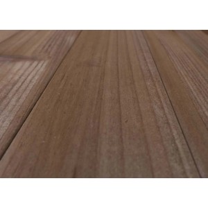 Detailaufnahme des braunen Holz-Hochbeets mit Lattenboden von PROREGAL.