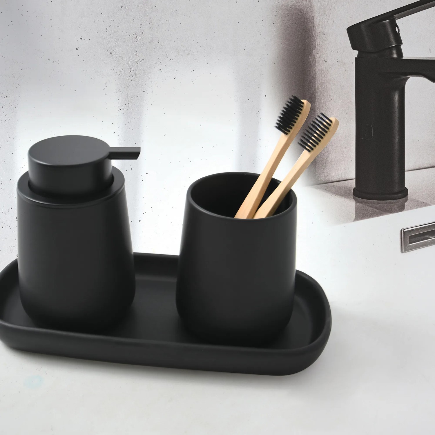 MSV Keramik Tablett Maonie 25,7 x 11,5 x 2,8 cm Mattschwarz kaufen bei OBI