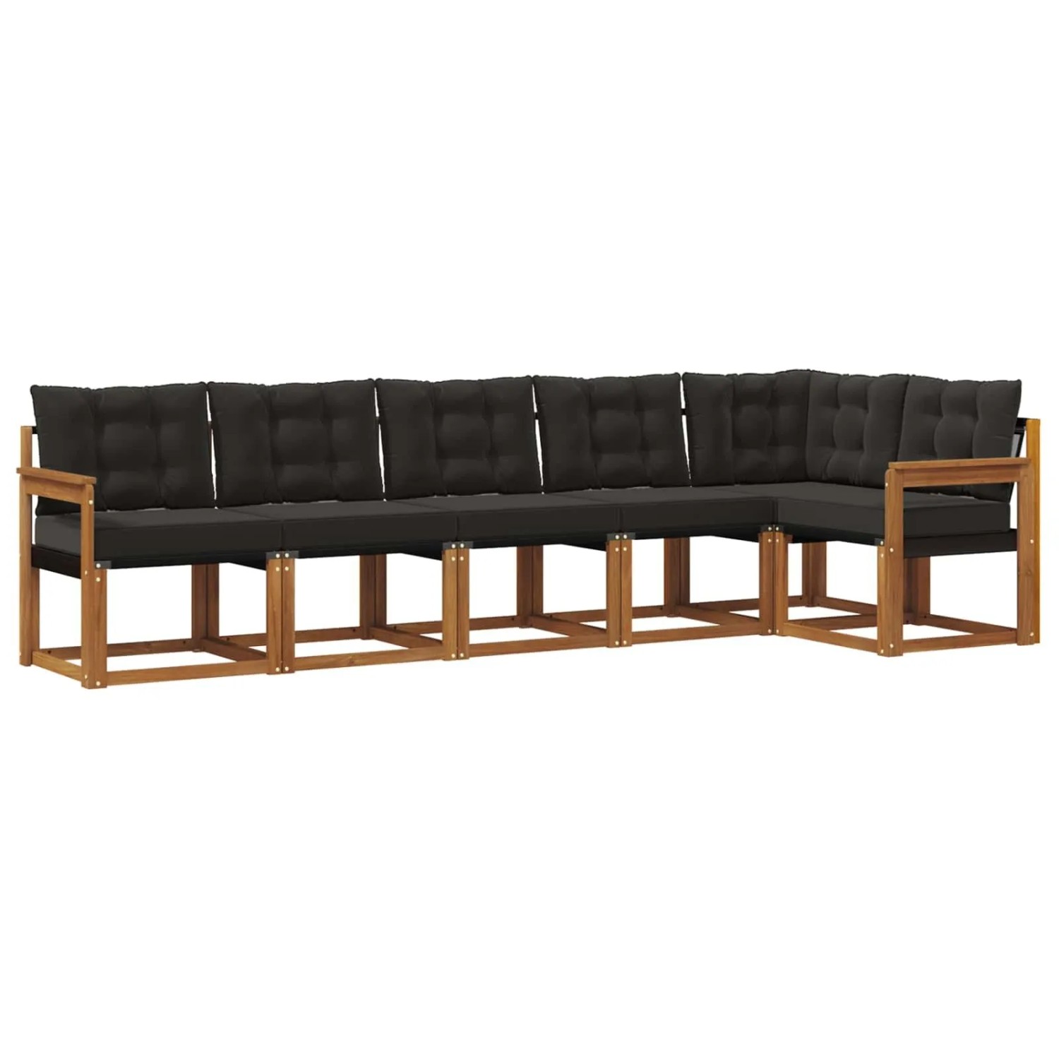 vidaXL Outdoor-Sofagarnitur mit Kissen 6-Tlg Natur und Schwarz 3368707